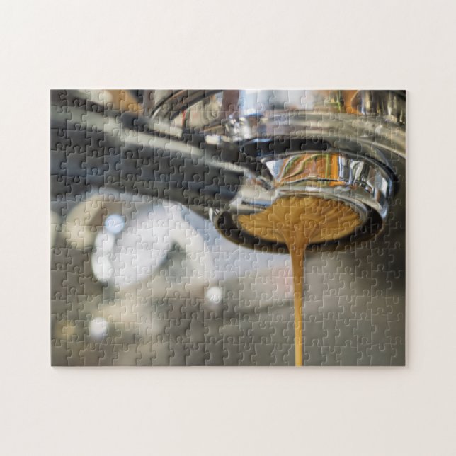 Pouring Espresso from Coffee Machine Jigsaw Puzzle (Horizontal)