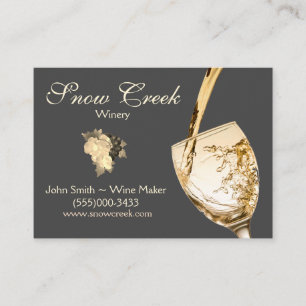 Pouring Wine Glass Grape Vine Vineyard Winery Business Card