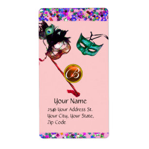 Pourpre de monogramme de gemme de confettis de