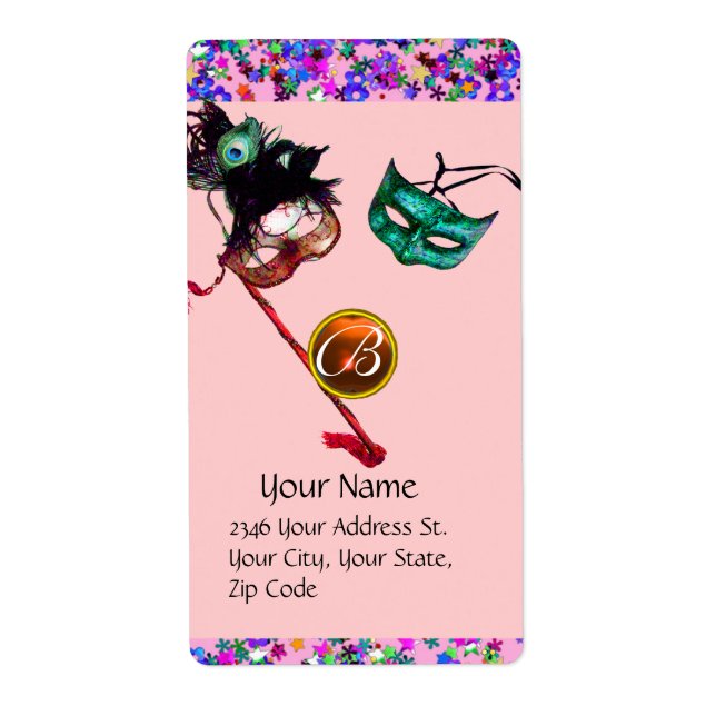 Pourpre de monogramme de gemme de confettis de (Devant)