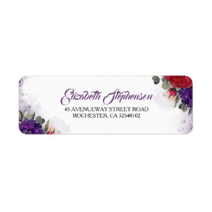 Pourpre de prune et chic moderne floral rouge de