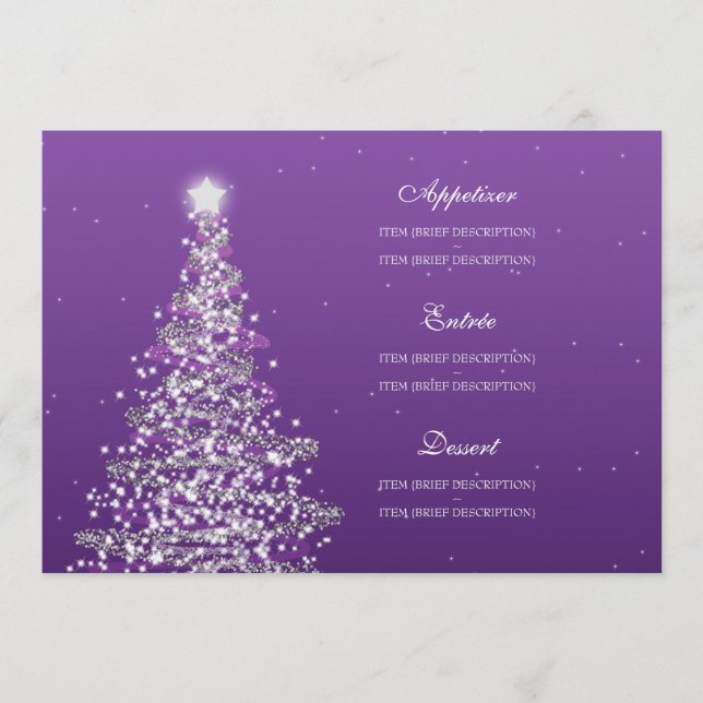 Pourpre élégant de menu de mariage de Noël (Devant)