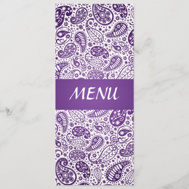 Pourpre élégant de motif de Paisley de menu de (Devant)