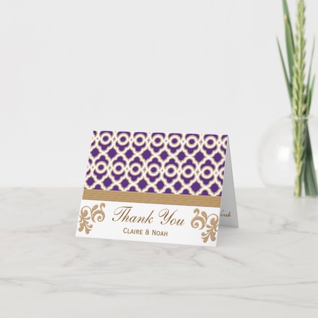 Pourpre et carte de mariage marocaine de Merci (Devant)