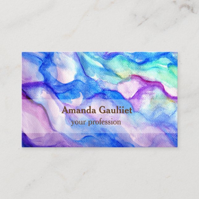 Pourpre et carte de visite bleu d'art d'aquarelle (Devant)