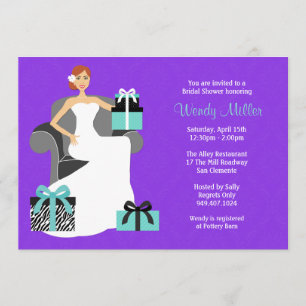 Pourpre et invitation de Fête de la mariée de