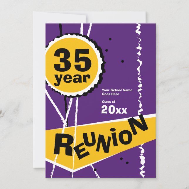 Pourpre et or invitation de la Réunion de classe (Devant)
