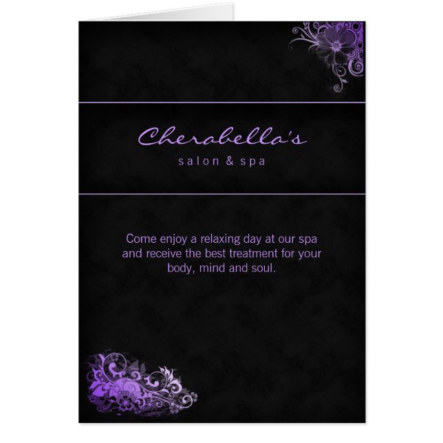 Pourpre floral de carte de voeux de brochure de (Devant)