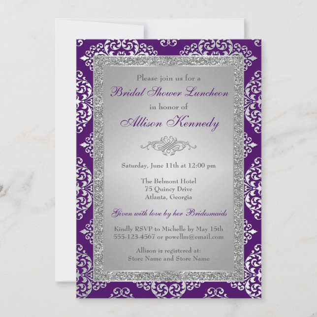 Pourpre, invitation de Fête de la mariée de (Devant)