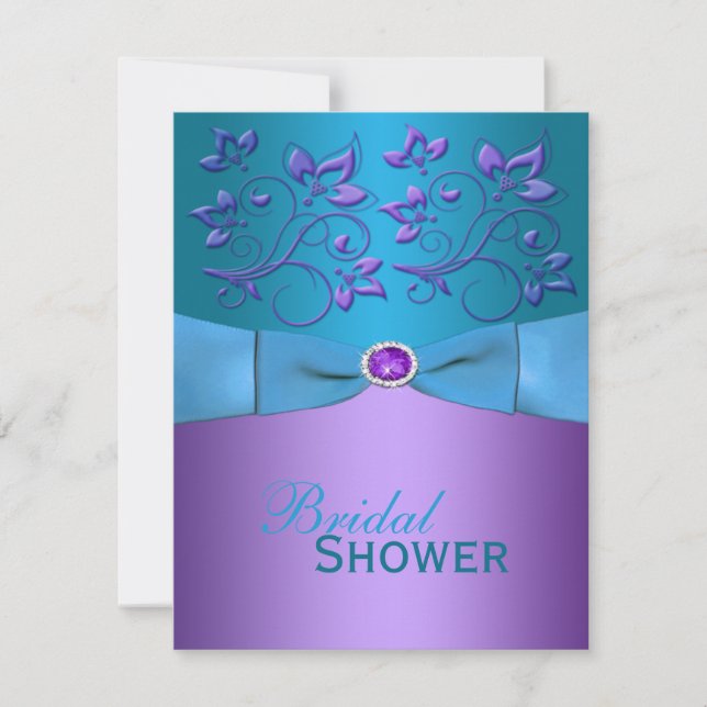 Pourpre, invitation floral de Fête de la mariée de (Devant)
