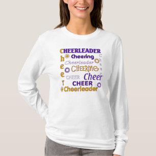 Pourpre, or, et T-shirt blanc de pom-pom girl
