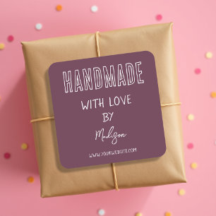 Pourpre Sticker Carré fait main avec amour