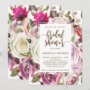 Poussée fleurie moderne nuptiale invitation douche