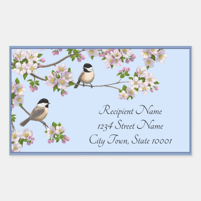 Poussettes et fleurs mignonnes oiseaux Étiquettes  (Devant)