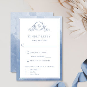 Poussière Bleue Chic Monogramme et Aquarelle RSVP