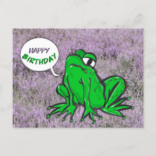 Poussière de dessin de grenouille verte. Carte pos