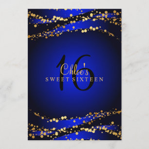 Poussière d'étoiles bleue et or Invitation Sweet