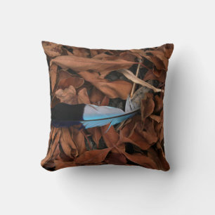 Poussin Coussin Feuille en Plumes Bleues Baobab Tr