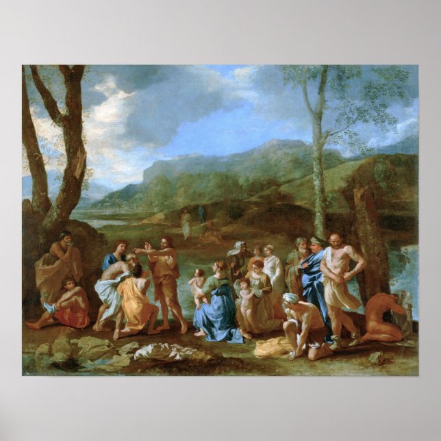 Poussin - Saint John Baptizing In The River Jordan Poster (Front)