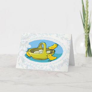 Poussins Avec Panier Carte Pâques