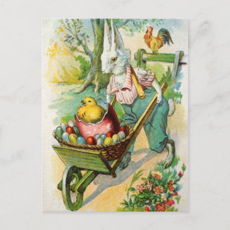 Poussins de brouette de roue de carte postale