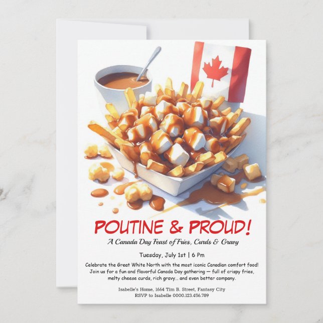 Poutine & Proud – Canada Day Food Party Invitation (Front)