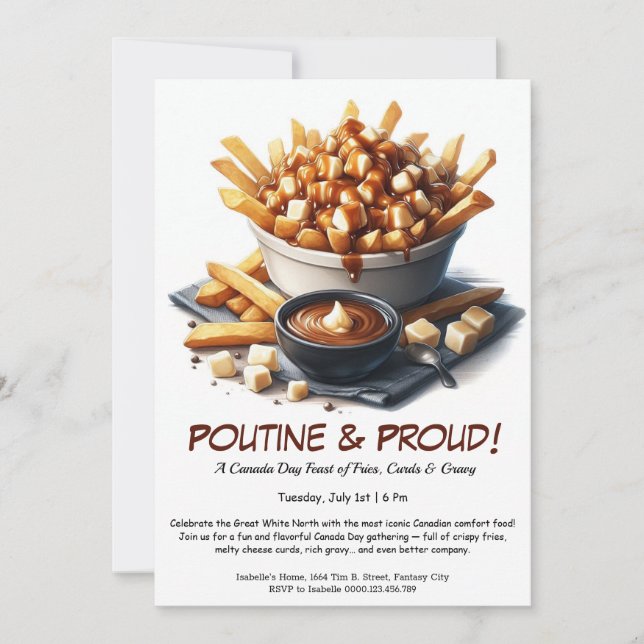 Poutine & Proud – Canada Day Food Party Invitation (Front)