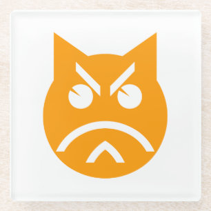 Pouting Emoji Cat Glass Coaster