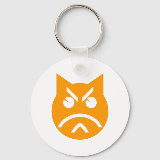 Pouting Emoji Cat Keychain (Front)