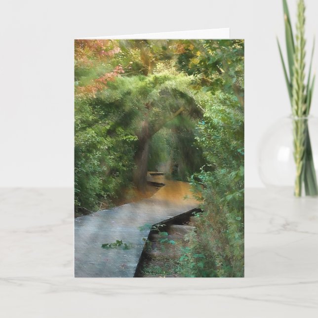 Poutres de soleil de forêt pour carte de sympathie (Devant)