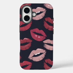 Pouty Lipstick Kiss Pattern iPhone 16 Case
