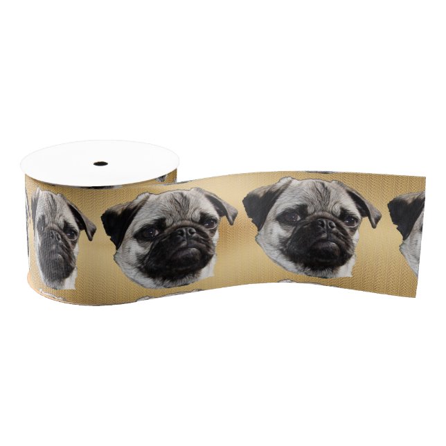 Pouty Pug Grosgrain Ribbon (Spool)