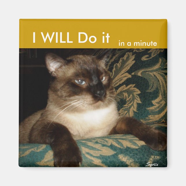 Pouty Siamese Réfrigérateur de chat Magnet (Devant)