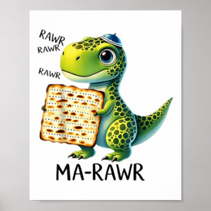 Pover Maror Ma-roar Dinosaur Funny Pesach Toddler  Poster