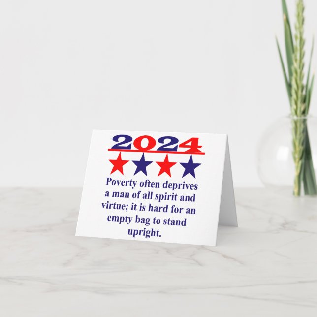 Poverty Often Deprives A Man - Political Quote  Card (Front)
