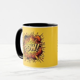 POW Comic Book Pop Art Black Combo Mug