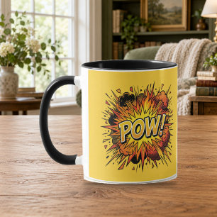 POW Comic Book Pop Art Black Combo Mug