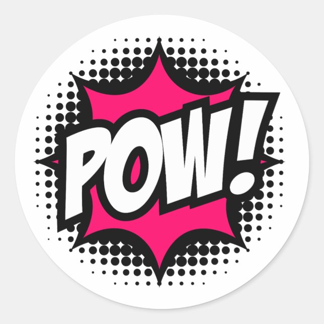 POW! Comic Book Style Classic Round Sticker (Front)