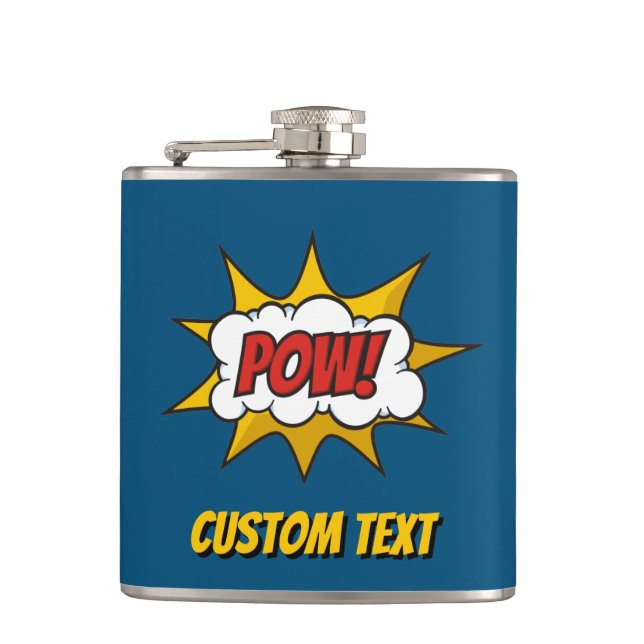 Pow Comic Sound Effect Hip Flask (Front)