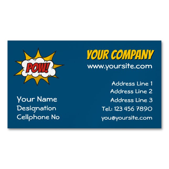 Pow Comic Sound Effect Magnetic Business Card (Front)