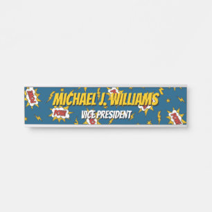 Pow Comic Sound Effect Pattern Door Sign