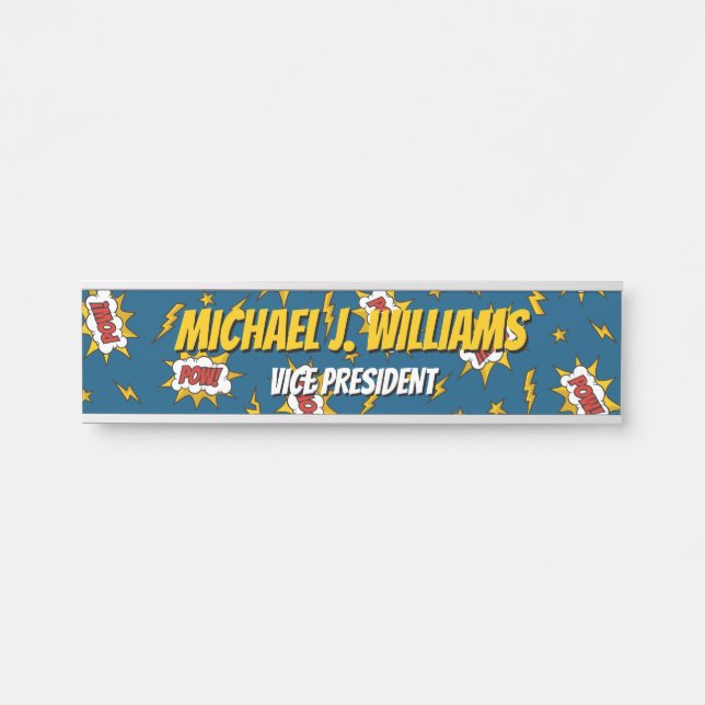 Pow Comic Sound Effect Pattern Door Sign (Front)