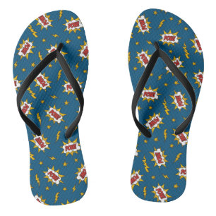 Pow Comic Sound Effect Pattern Flip Flops