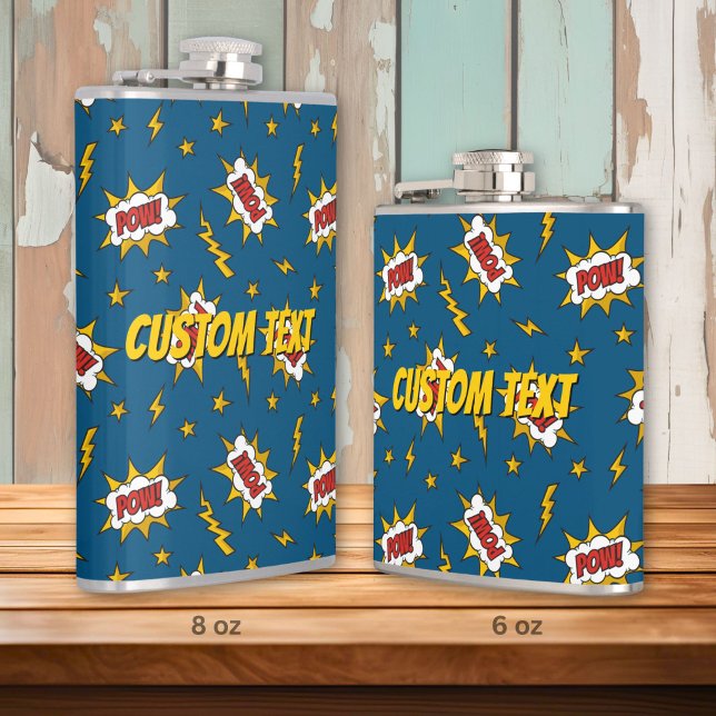 Pow Comic Sound Effect Pattern Hip Flask (Creator Uploaded)