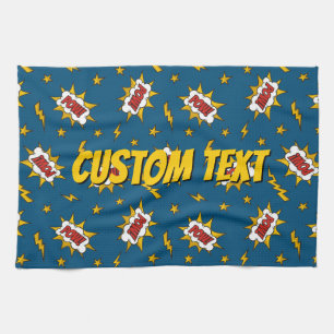 Pow Comic Sound Effect Pattern Kitchen Towel