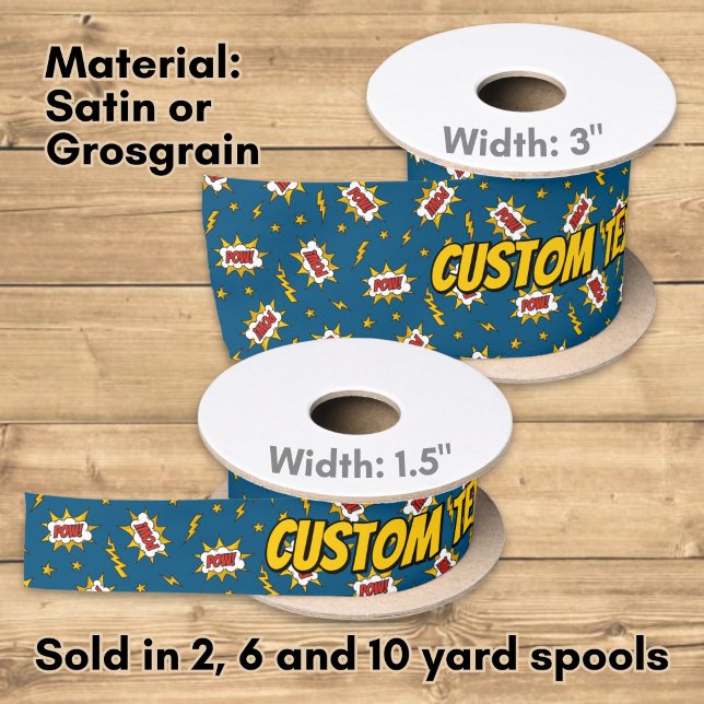 Pow Comic Sound Effect Pattern Satin Ribbon (Creator Uploaded)