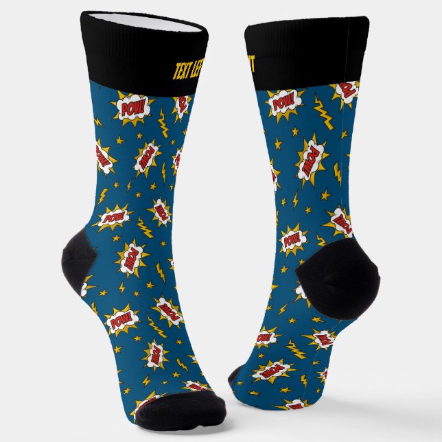 Pow Comic Sound Effect Pattern Socks (Angled)