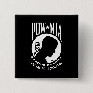 POW MIA American Military Heroes Prisoners of War 2 Inch Square Button