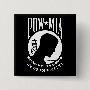 POW MIA American Military Heroes Prisoners of War 2 Inch Square Button