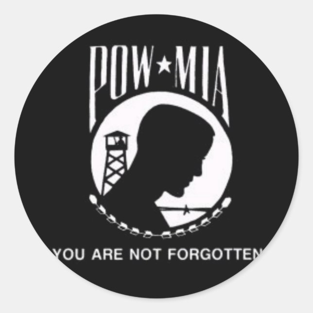 POW MIA CLASSIC ROUND STICKER (Front)